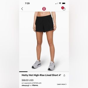 Lululemon Hotty Hot High Rise Shorts 4 in. Size 2